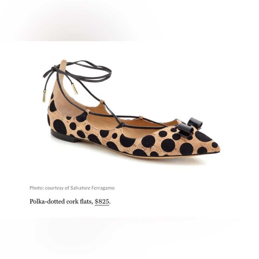 Salvatore Ferragamo x Edgardo Osorio Polka Dot Lace Up Cork Ballet Flats